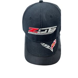 Ralph White Corvette Z06 Supercharged Hat Men Black Racing Carbon Fiber Brim